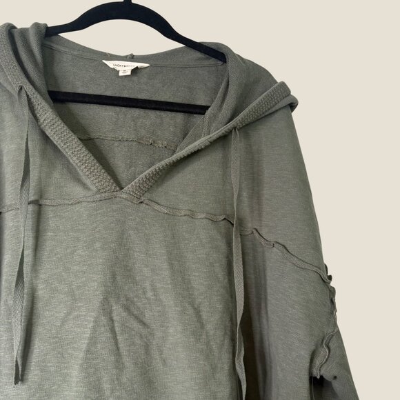 NWT Lucky Brand Hooded Lightweight Sweatshirt Green Cotton Stretch Size XL - Picture 5 of 15